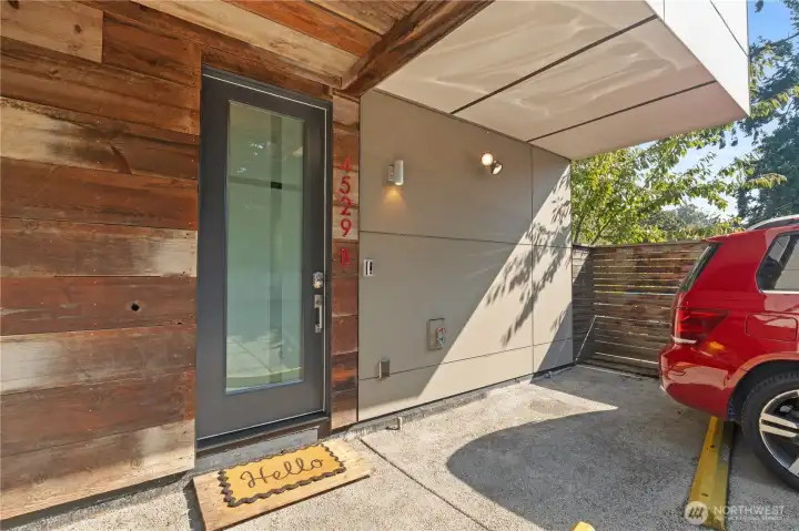 Parking space directly in front of the door