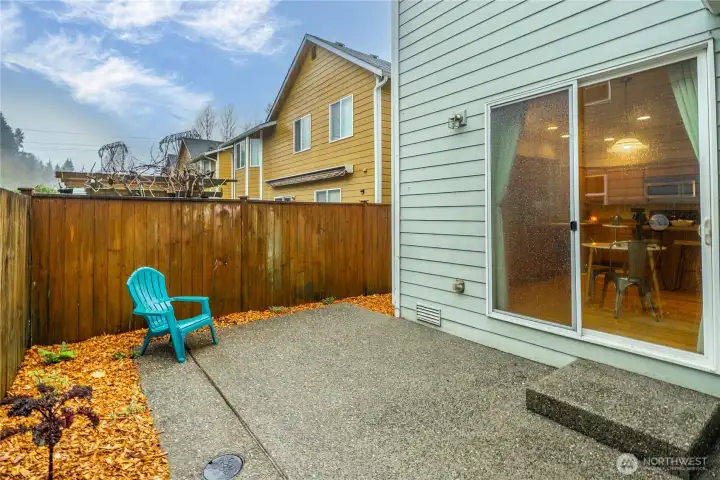 Fully fenced back yard.