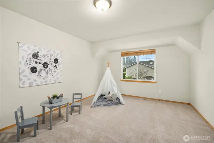 Upper level bonus room.  Perfect for crafts, 2nd office, home school or family room fun.