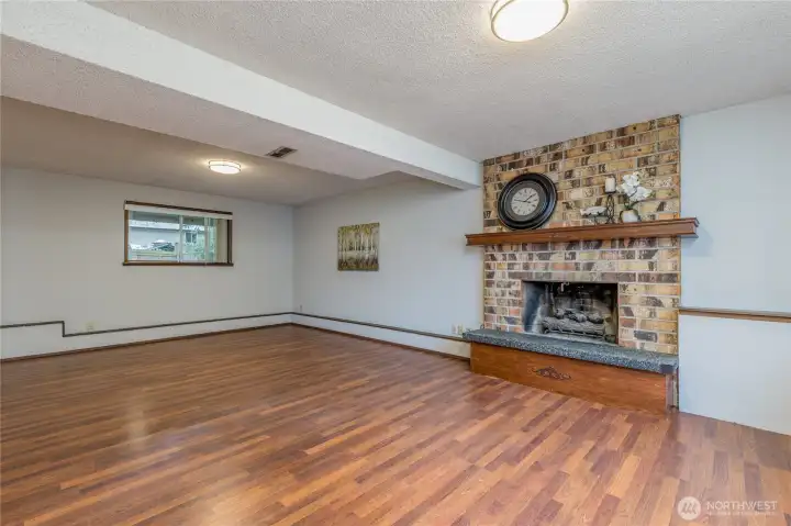 Large family/rec room with second gas fireplace