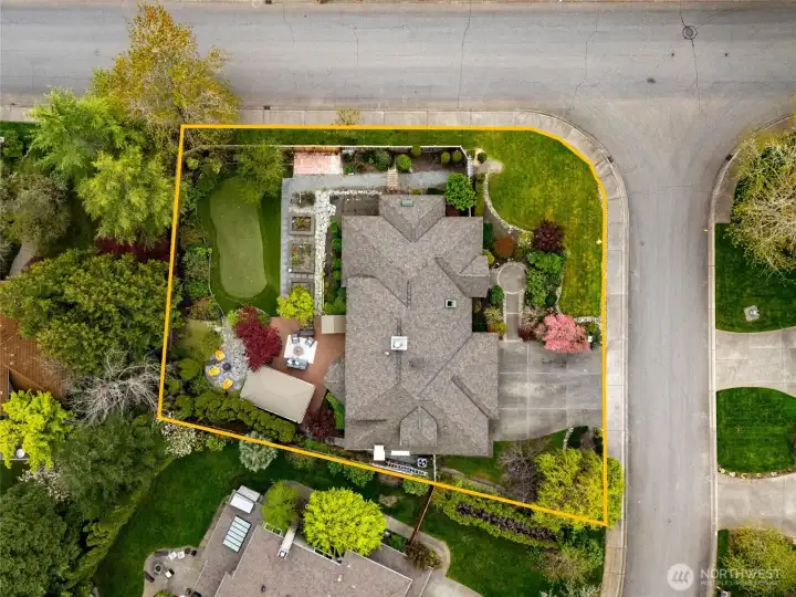 From directly above.