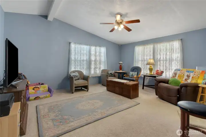 Large Family Room with Vaulted Ceilings