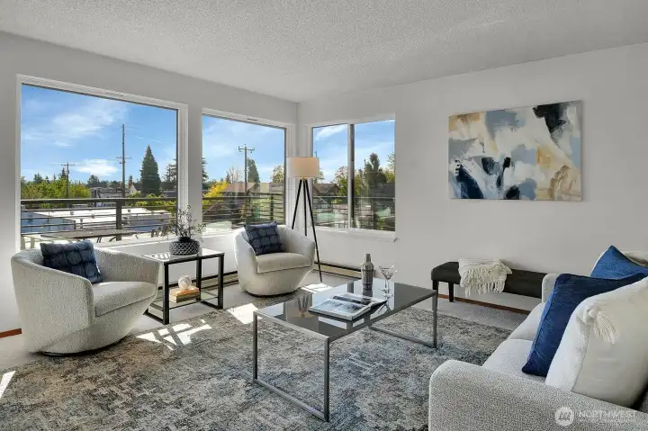 Living Room with Cascade Mountain View