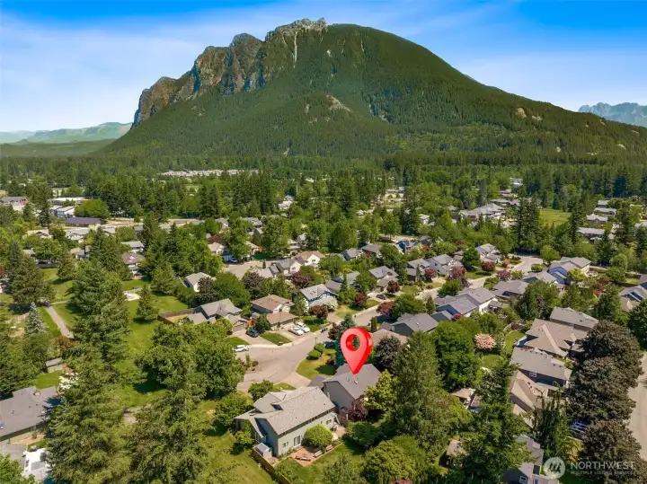 Pin drops at your home facing Mt Si.