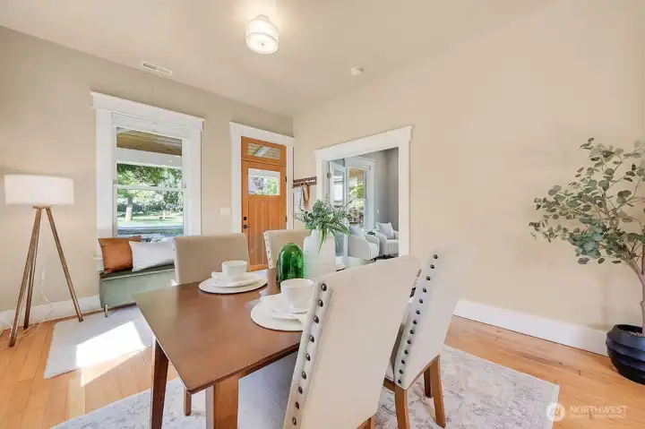 To the right is the third bedroom/office, currently staged as a livingroom.