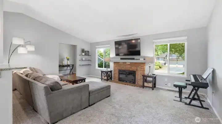 Large windows and open concept living.