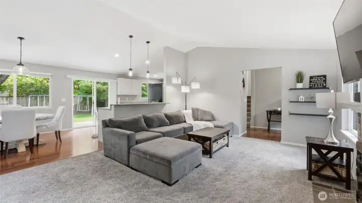 Main living area, dining area, and kitchen.