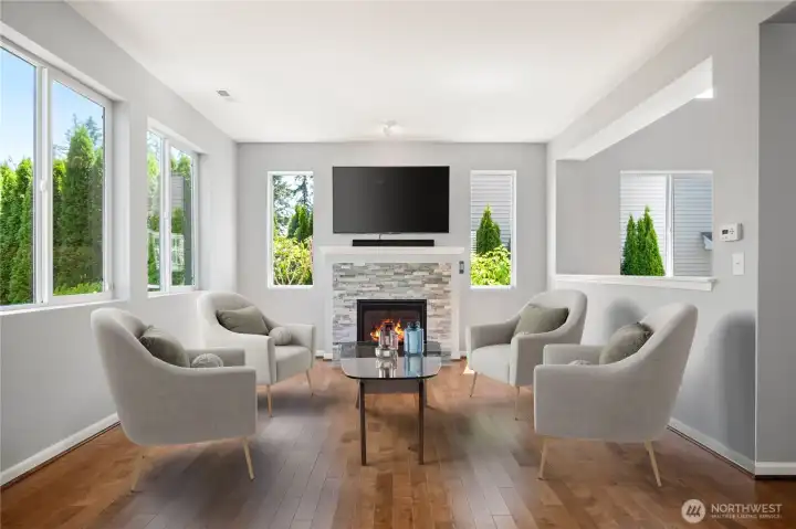 Virtually Staged living room on main floor