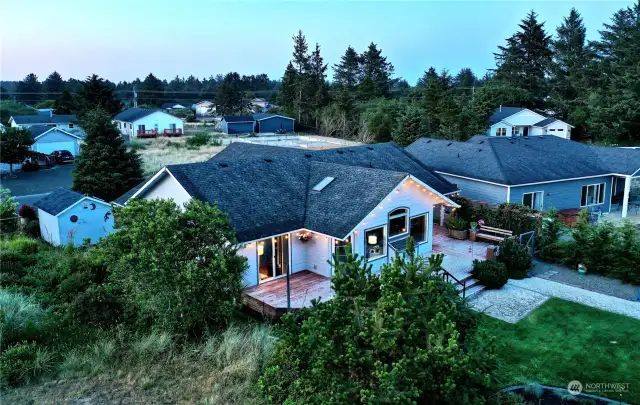 Twilight view of home looking North East