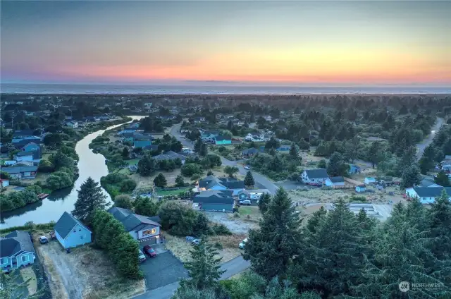 Aerial View of the Northern Finger of Bell Canal as well as Pacific Ocean in the Backgrount