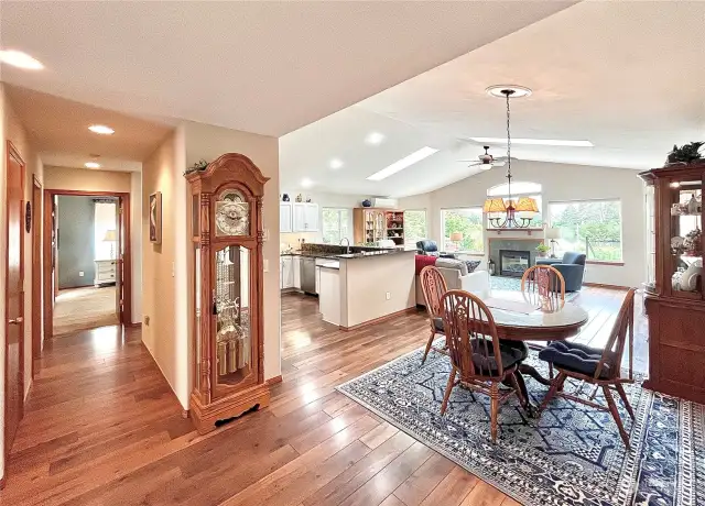 Vaulted ceilings and skylights to brighten the Living Space