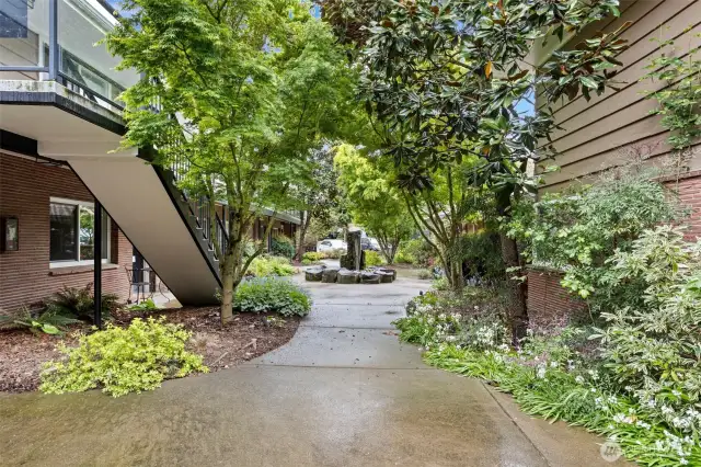 Looking towards street from unit entrance