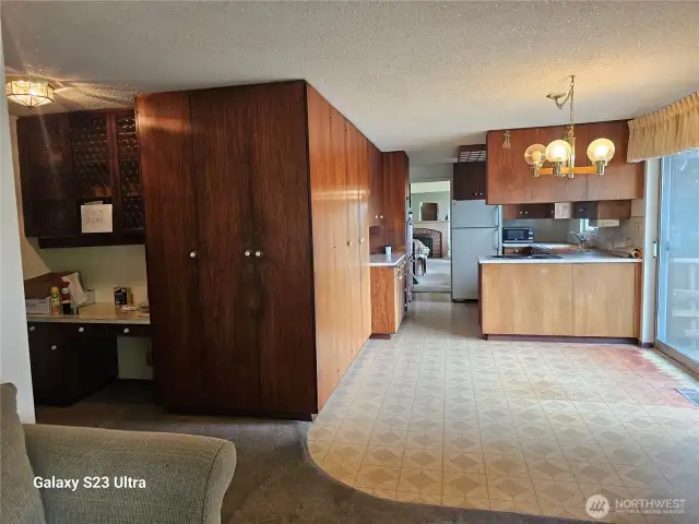 Hardwood cabinets lots of strorage