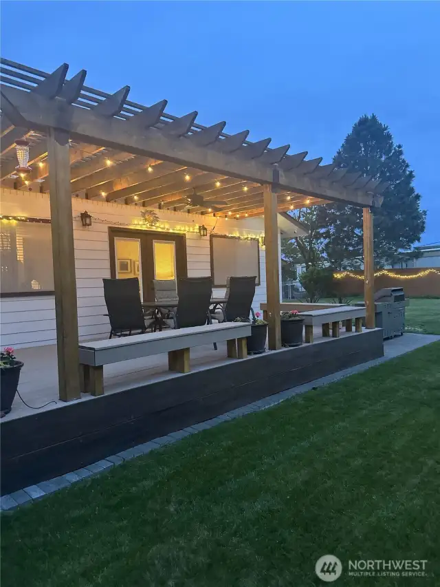 Back deck at dusk.