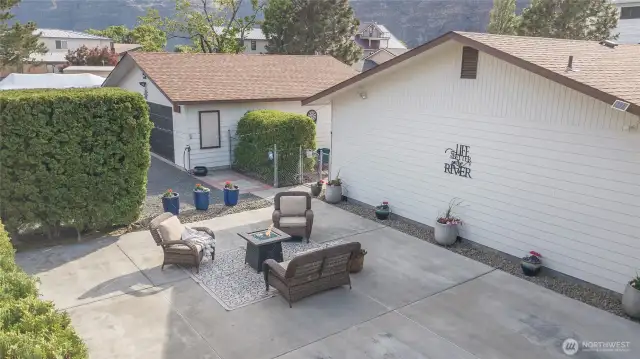 Airiel view of the front patio.