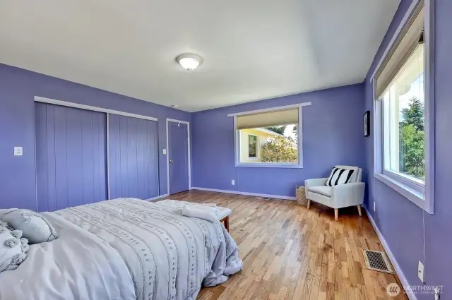 Main bedroom with wonderful large windows and natural light.