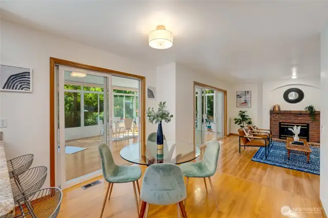 Kitchen with eat in space open to family room