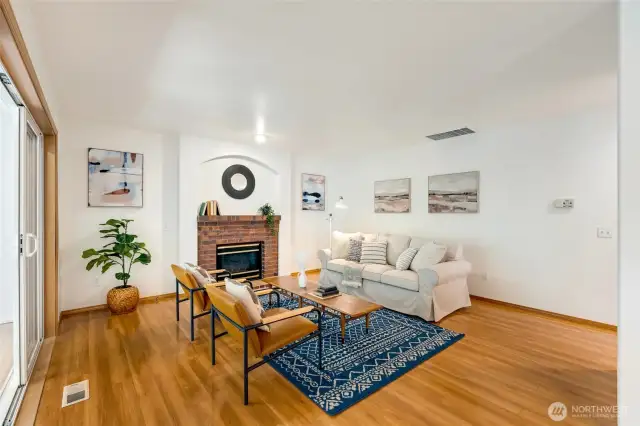 Cozy family room with gas fireplace