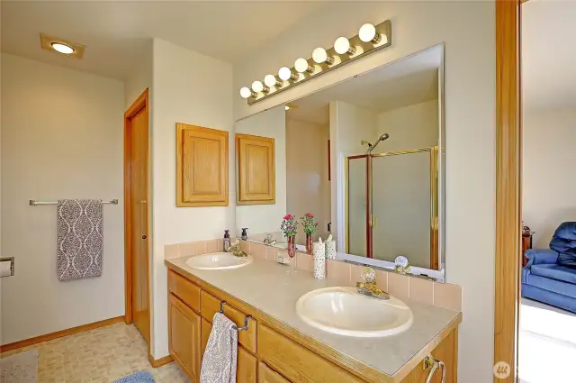 Primary bath with double sinks!