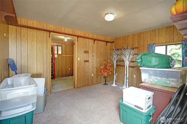 Inside large shed.