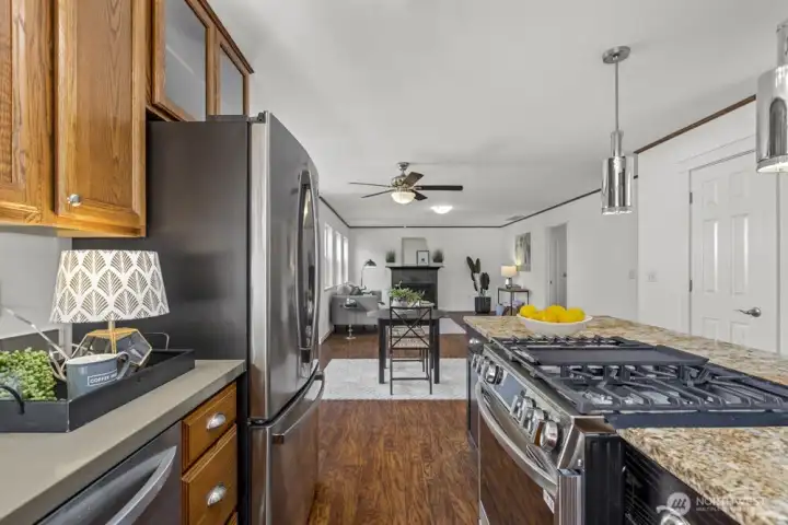 To the right of the kitchen, you’ll find a generous pantry—perfect for bulk storage.