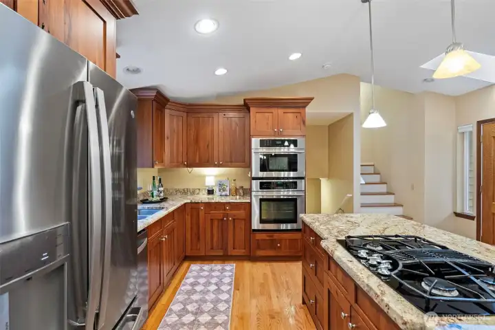Gas range and granite countertops