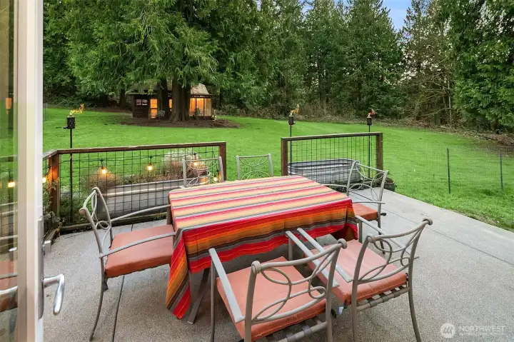 Open patio on the other side of the living room is wonderful for sunny days.