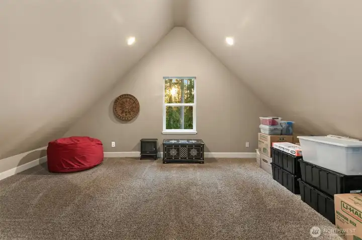 Hidden off the office --- Large bonus room (only heated with small electric heater but well insulated.  Could be non-conforming bedroom, office, meditation, work-out, playroom or game room.