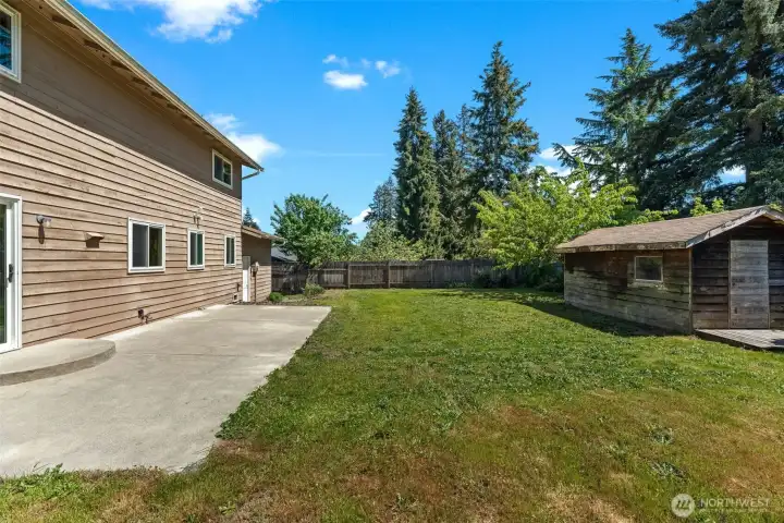Side yard with extra storage.