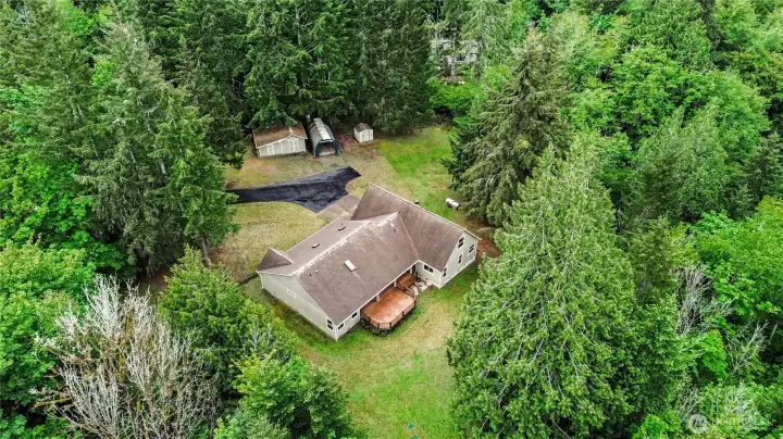 Take in the full scope of the property from above with this great aerial view.