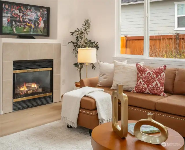 Cozy up to the gas fireplace