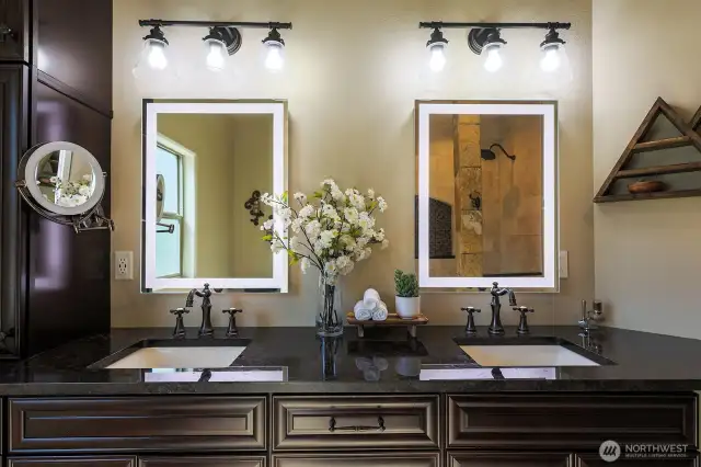 Primary vanity with light & Heated mirror.