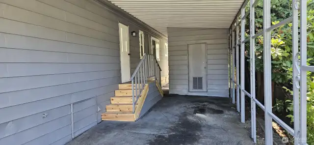 Carport on South side of house