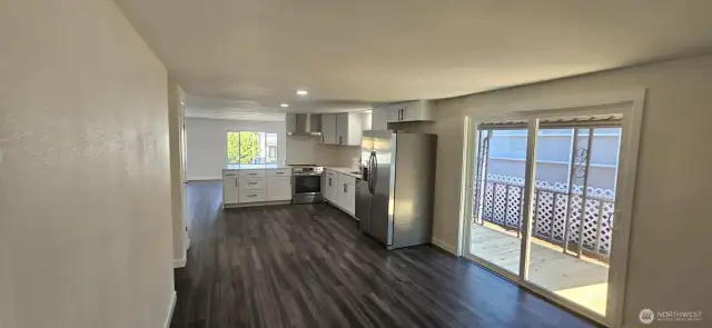 Dining room and Kitchen - Spacious Open concept looking West