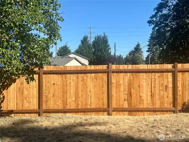 New fully fenced in yard
