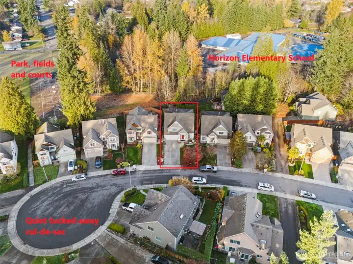 Tucked away in a quiet cul-de-sac with an elementary school and park in your back yard