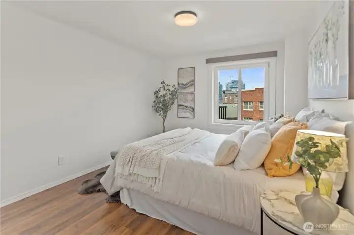 Spacious and elegant primary suite.