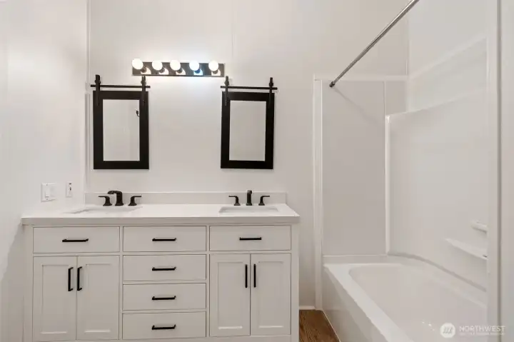 Full Guest bathroom with double sinks