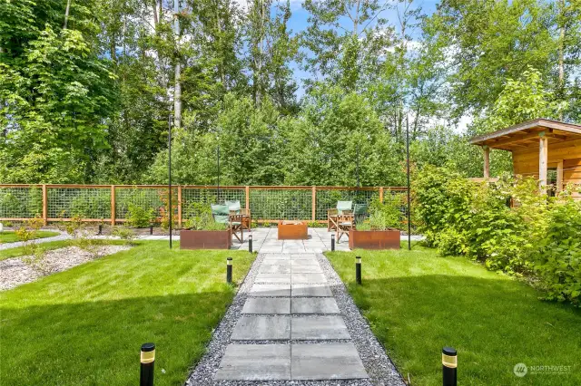 View of backyard from porch.