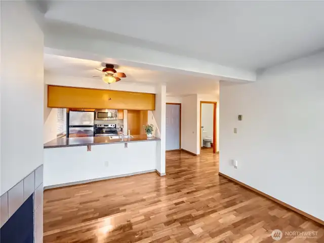 Living Room with view of kitchen