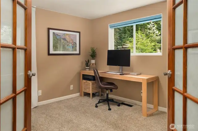 Bedroom 1 has 2 closets- or can be used as a home office.