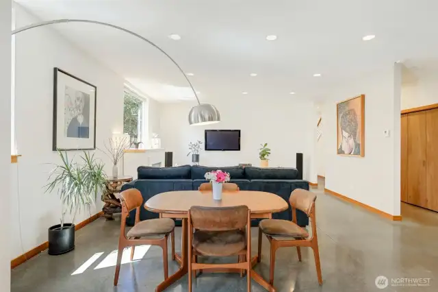 Dining space perfect for an expandable table for entertaining.