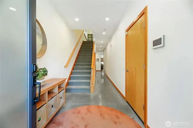 Main floor features polished & heated concrete floors.