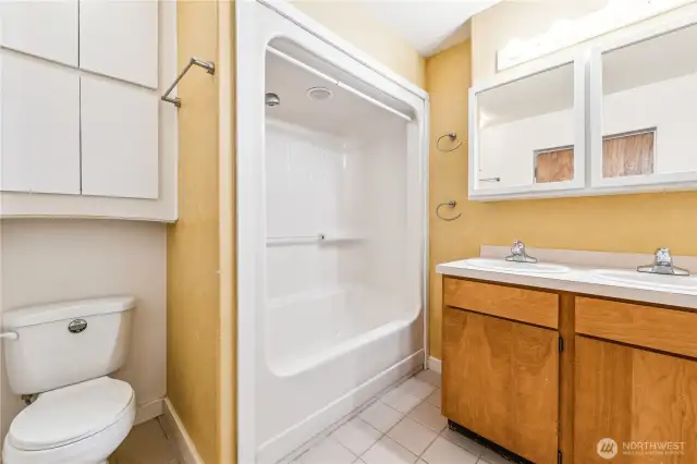 Lower level bath and laundry