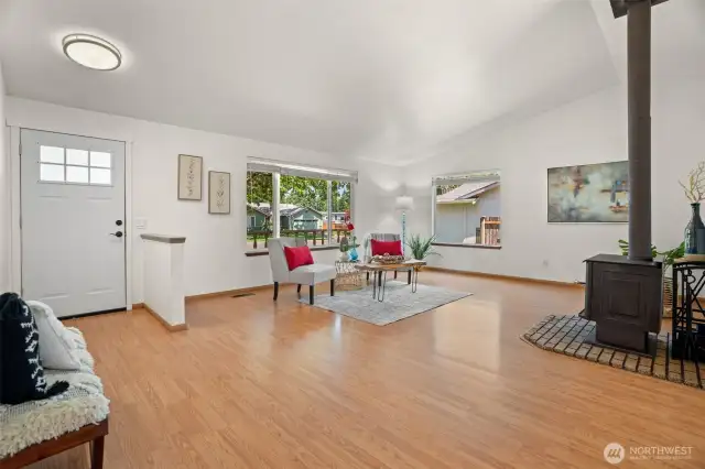 Living room with large windows