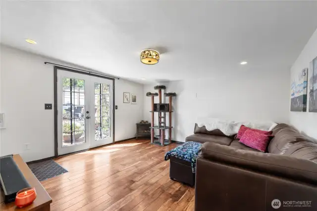 French doors open out to patio