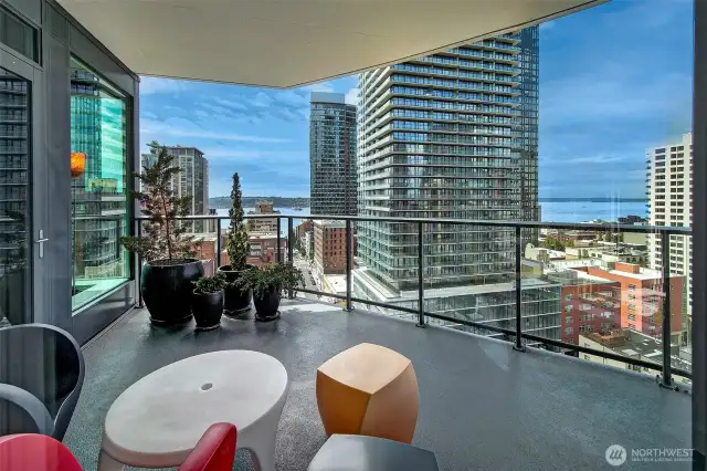 220 sqft private terrace, bbq's allowed on your own deck and propane fire tables