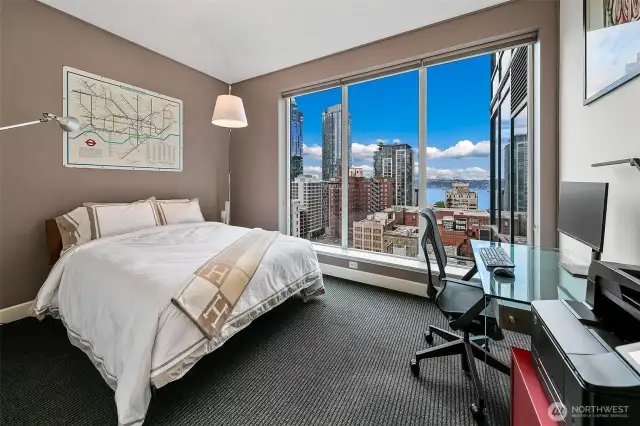 2nd Bedroom features west facing floor to ceiling 10ft windows
