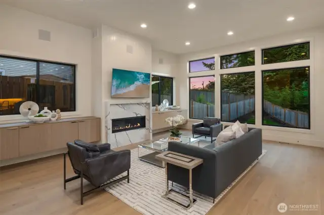 Great room that overlooks the private backyard