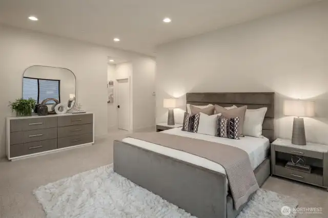 Designer primary suite with 5 piece bath